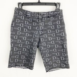 Designer inspired size 25 deconstructed logo denim shorts